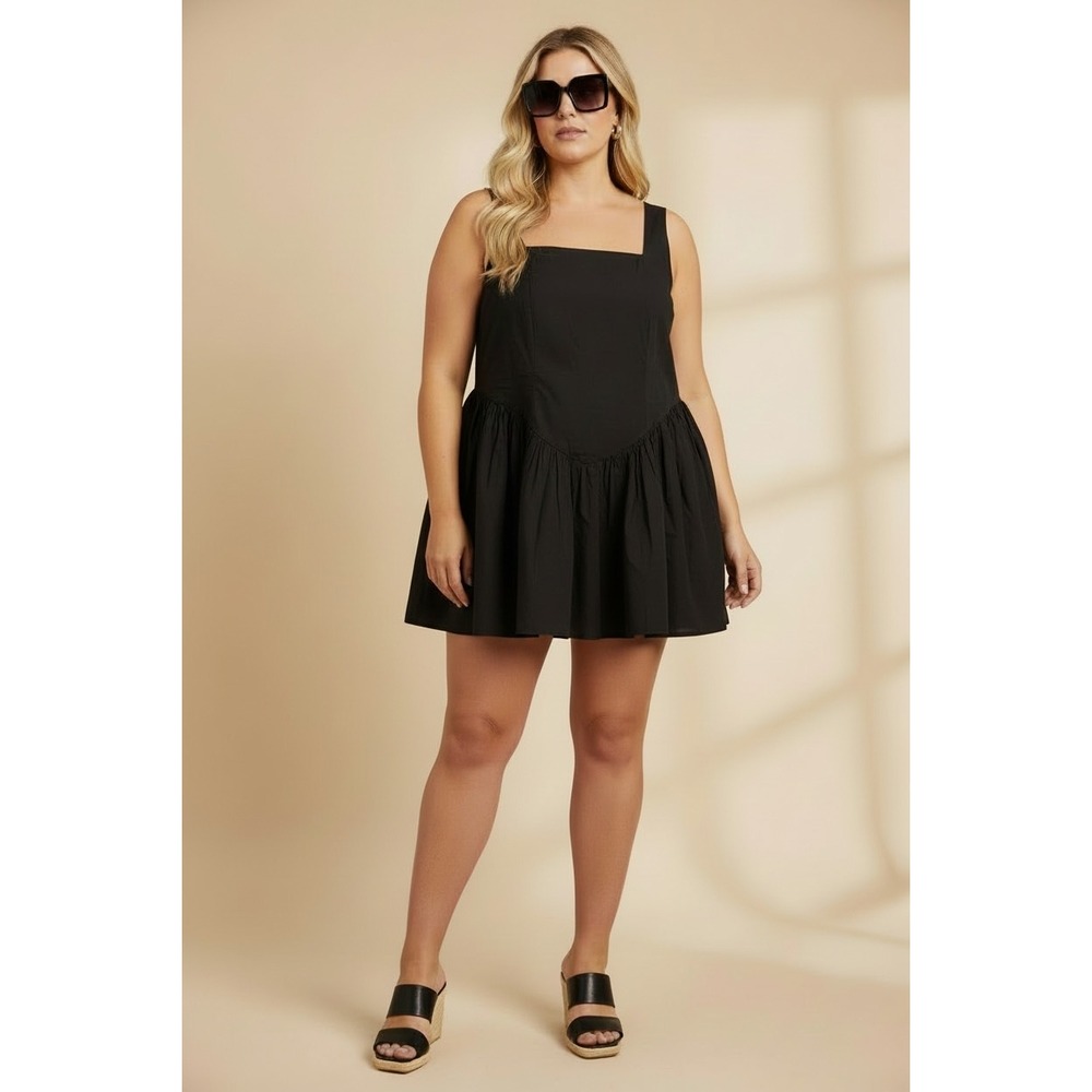 NEW The Drop Spirited Pursuit Plus Size 2X Ballet Mini Dress Black Cotton LBD